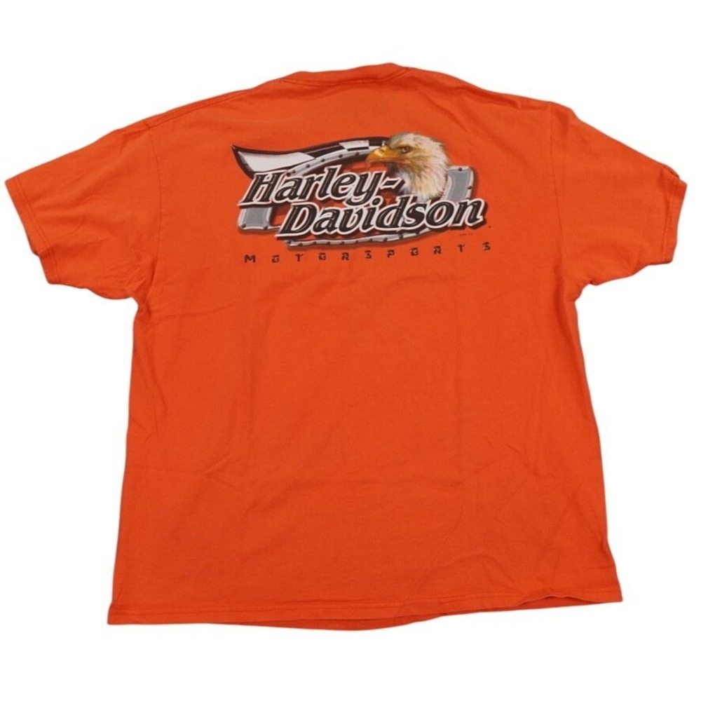 VTG Harley Davidson T-Shirt Mens XL Orange Motorsports Eagle Graphic 2001